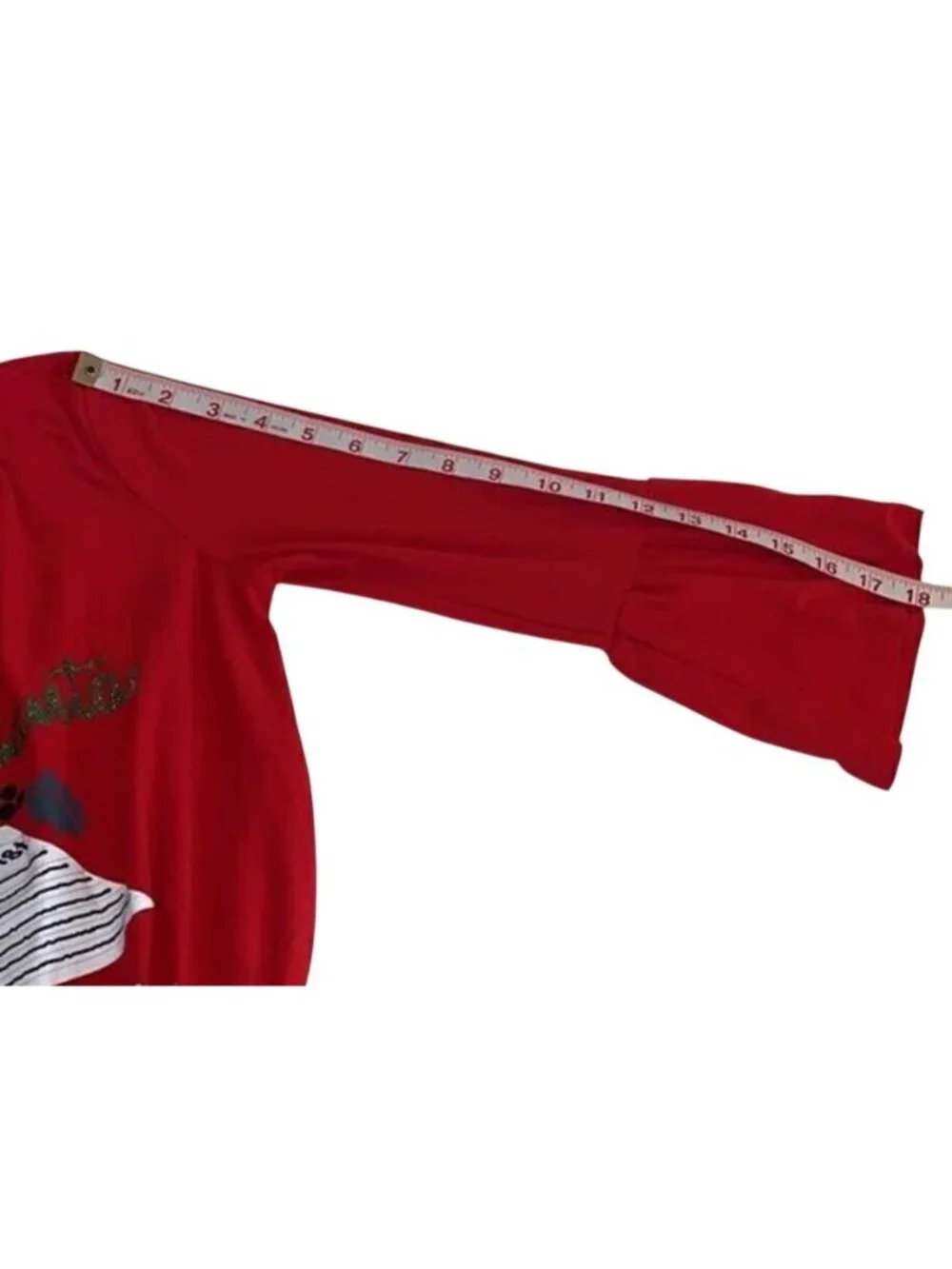 Derek Heart Santa It's A Long Story 3/4 Bell Sleeves Tee‎ Shirt Size Med 10/12